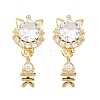 Brass Micro Pave Cubic Zirconia Dangle Stud Earrings EJEW-F405-24G-02-2