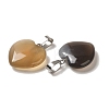 Heart Natural Grey Agate Pendants X-G-Q438-11-2