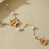Alloy with Plastic Pearl Flower Long Tassel Y Shaped Pendant Necklaces for Women WG37FD2-01-2