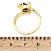 Bunny & Bowknot Brass Micro Pave Cubic Zirconia Cuff Rings for Women RJEW-A088-10G-03-5