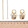 Abalone Shell Pendant Necklace & Hoop Earrings with Shell Pearl & Natural Freshwater Pearls SJEW-JS01379-02-5