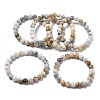 Natural Green Opal Round Beads Stretch Bracelets for Women BJEW-Z158-03L-03-4