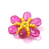 Beaded Flower Charms PALLOY-MZ00438-04-4