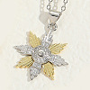 Duo Tone Brass Micro Pave Clear Cubic Zirconia Pendant Necklaces for Women WGA87B1-01-1