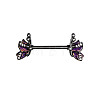 Brass Enamel with Crystal Rhinestone Purple Butterlfy Barbell Nipple Rings FS-WGE2017-12-1