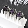 Natural Amethyst Wings Adjustable Rings RJEW-K241-04AS-08-2