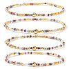4Pcs Bohemian Glass Seed Bead & Brass Beads Stretch Bracelets for Women DR1565-3-1