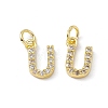 Real 18K Gold Plated Brass Micro Pave Clear Cubic Zirconia Charms KK-E068-VB452-U-2