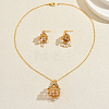 Brass Plastic Stud Earrings & Pendant Necklaces Sets for Women KW7238-2