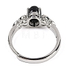 Oval Natural Black Agate Adjustable Rings RJEW-Q819-01P-09-4