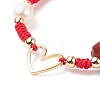Natural Mixed Stone & Freshwater Pearl Braided Bead Bracelets BJEW-JB08720-03-4