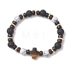 4Pcs 4 Styles Synthetic Howlite & Hematite Natural Lava Rock & Coconut Beads Stretch Bracelets BJEW-JB13448-4