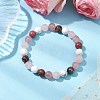 8.5mm Round Natural Rhodonite & Howlite & Strawberry Quartz & Rose Quartz  Bead Stretch Bracelets for Women BJEW-JB10944-06-4