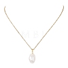 Natural Baroque Edison Keshi Pearl Oval Pendant 304 Stainless Steel Cable Chain Necklaces NJEW-JN05963-2
