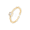 Clear Cubic Zirconia Open Cuff Ring for Women RJEW-N039-06LG-1