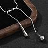 304 Stainless Steel Snake Chain Lariat Necklaces with Teardrop Ends NJEW-D300-02P-2