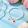 Glass Faceted Rondelle Beaded Stretch Bracelets for Women BJEW-MZ00065-01-2
