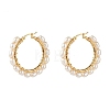 Natural Pearl Beads Brass Hoop Earrings EJEW-JE04565-13