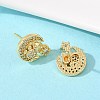 Brass Micro Pave Clear Cubic Zirconia Stud Earrings EJEW-F400-26A-G-2
