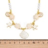 Ocean Brass Enamel Starfish Shell Shape Pendant Round ABS Imitation Pearl Beaded Necklaces KK-CBA4547-04D-G-5