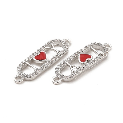 Brass Micro Pave Clear Cubic Zirconia Connetor Charms KK-E068-VB403-2-1
