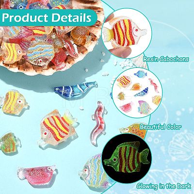 45Pcs 9 Styles Fish Transparent Resin Cabochons CRES-CJZ0009-01-1