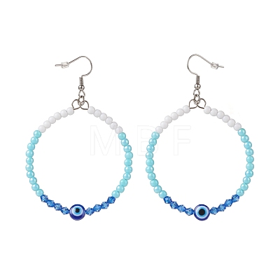 Resin Evil Eye & Acrylic Beaded Big Ring Dangle Earrings EJEW-JE04999-05-1