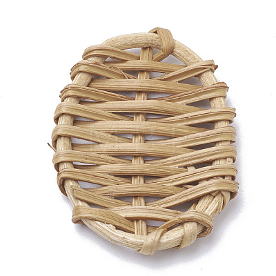 Handmade Reed Cane/Rattan Woven Beads WOVE-Q075-03-1