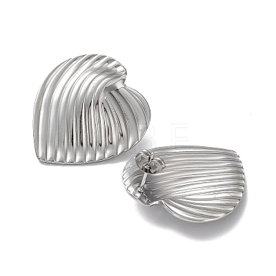 304 Stainless Steel Heart Ear Studs for Women EJEW-P234-18P-1