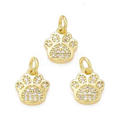 Rack Plating Brass Micro Pave Clear Cubic Zirconia Charms X-KK-C011-58G-1