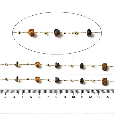 Handmade Natural Tiger Eye Chip Beaded Chains CHC-F020-09G-11-1