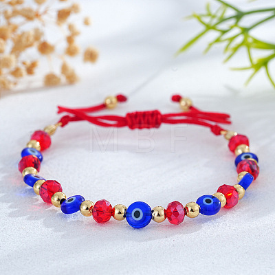 Evil Eye Handmade Lampwork & Faceted Glass Bead Braided Bracelets GH2736-1-1