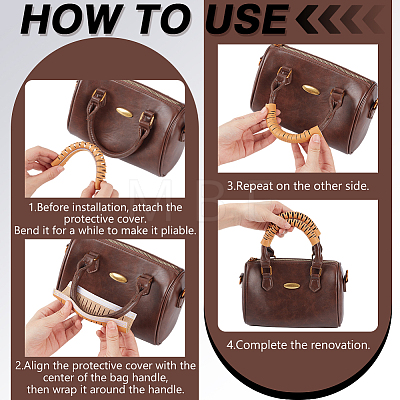 2Pcs Cowhide Leather Bag Handle Wrap DIY-WH0750-355B-1