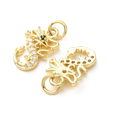 Brass Micro Pave Black Cubic Zirconia Charms CU-E003-18G-18-1