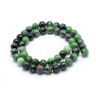 Natural Ruby in Zoisite Round Beads Strands G-P331-02-8mm-1