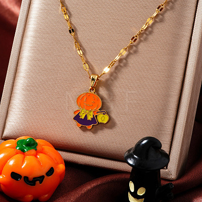 Halloween Stainless Steel Enamel Pendant Necklaces HG2651-1