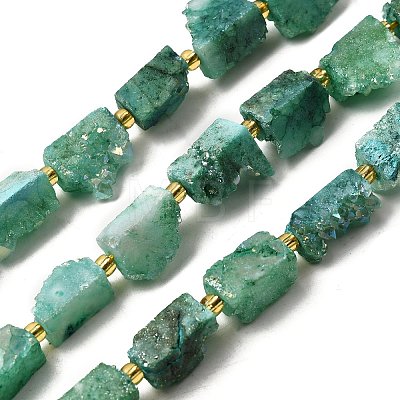 Electroplated Natural Druzy Agate Beads Strands G-R012-A02-06-1