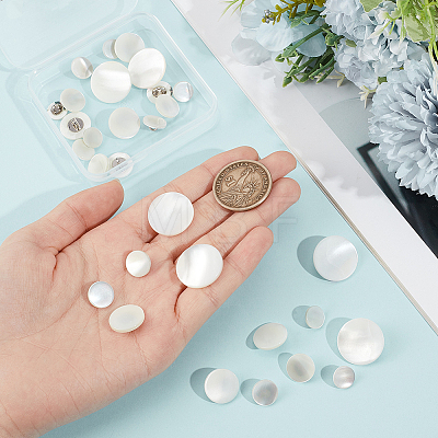 30Pcs 5 Styles 1-Hole Natural Shell Shank Buttons BUTT-CY0001-37-1