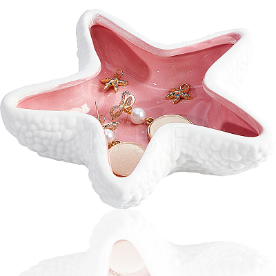 Starfish Ceramic Jewelry Plate AJEW-WH0258-959-1