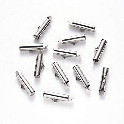 Tarnish Resistant 304 Stainless Steel Slide On End Clasp Tubes STAS-S115-01F-P-1