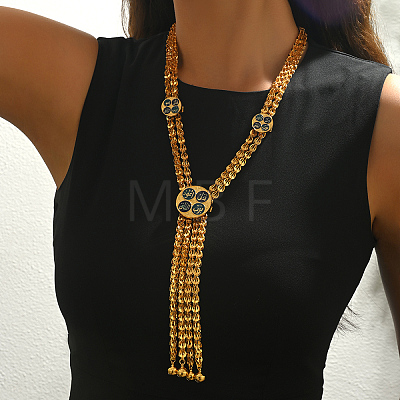 Vintage Alloy Enamel Long Tassel Y Necklaces for Women QE5106-1