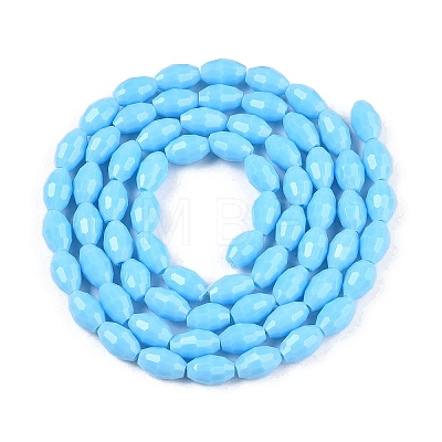 Opaque Solid Color Imitation Jade Glass Beads Strands EGLA-A037-P6x8mm-D03-1