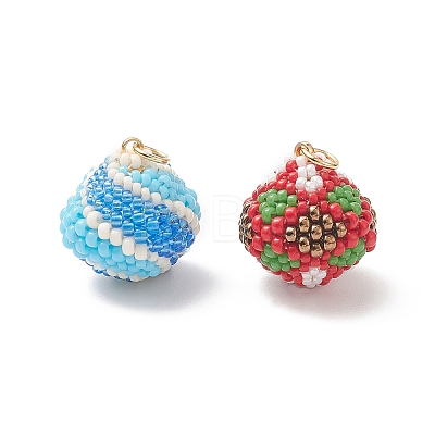 2Pcs 2 Color Handmade MIYUKI Japanese Seed Beads Pendants PALLOY-MZ00099-1
