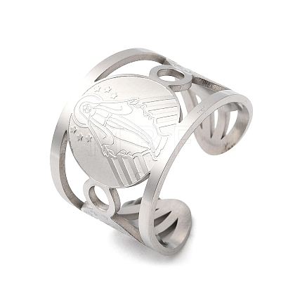 304 Stainless Steel Open Cuff Rings for Women RJEW-A099-01P-1