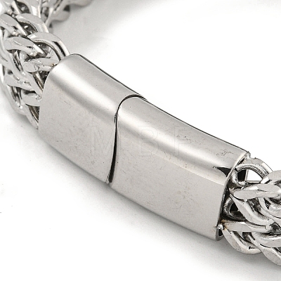 Tarnish Resistant 201 Stainless Steel Wheat Chain Bracelets with Magnetic Clasps for Women and Men BJEW-F473-06P-01-1