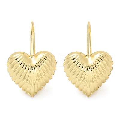 Textured Heart Brass Dangle Earrings EJEW-B132-04G-1