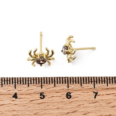 Spider Brass Micro Pave Cubic Zirconia Stud Earrings EJEW-L306-04G-02-1