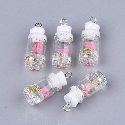 Glass Bottle Pendant Decorations X-GLAA-S181-05H-1