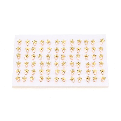 Flower Brass Natural Pearl Stud Earrings PEAR-N017-07E-1