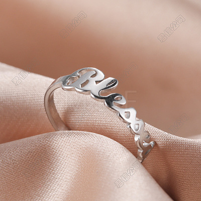 Word Blessed Stainless Steel Finger Rings for Women WG5CA7C-03-1